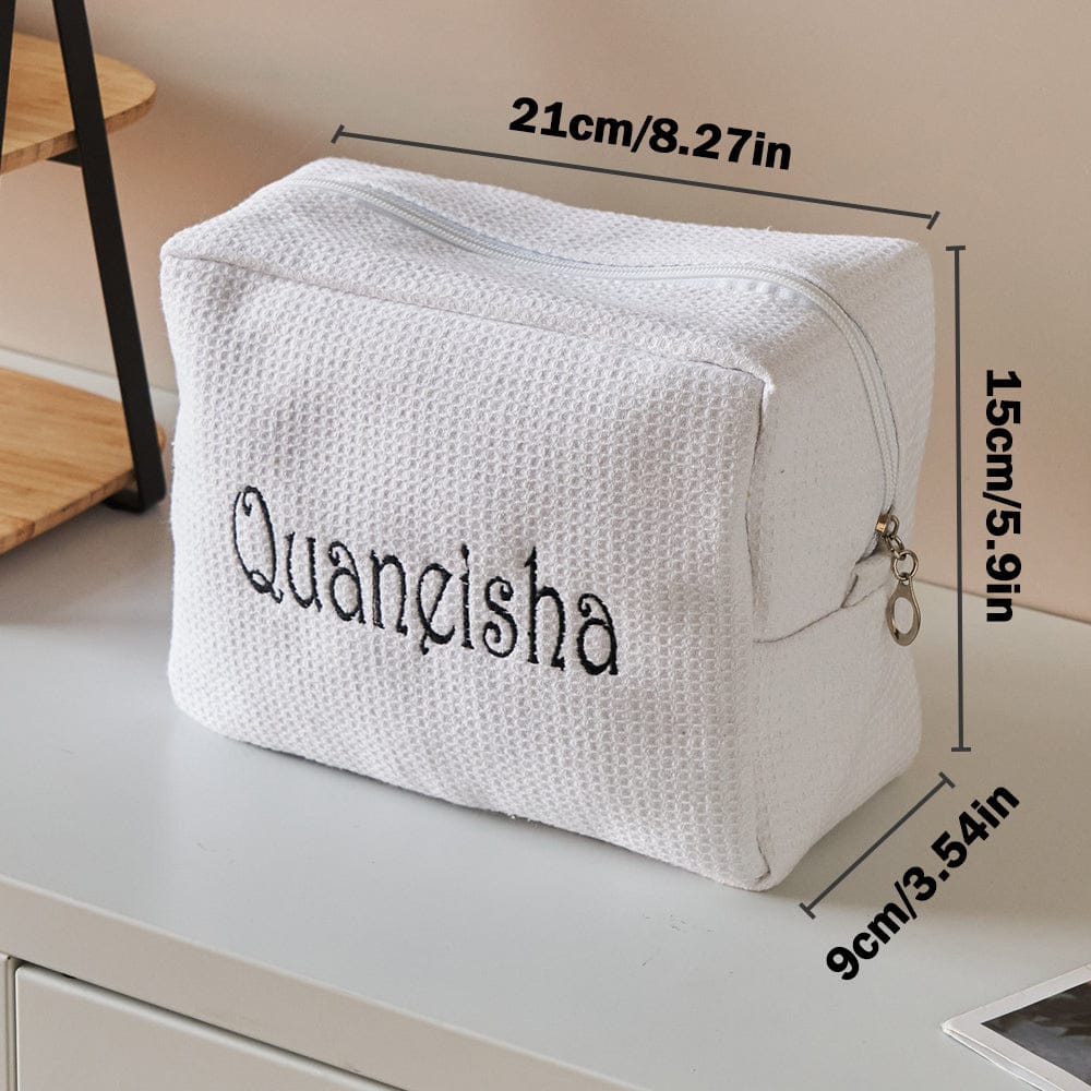 Personalized Waffle Cosmetic Bag Makeup Bag Makeup Organizer Gift for Her