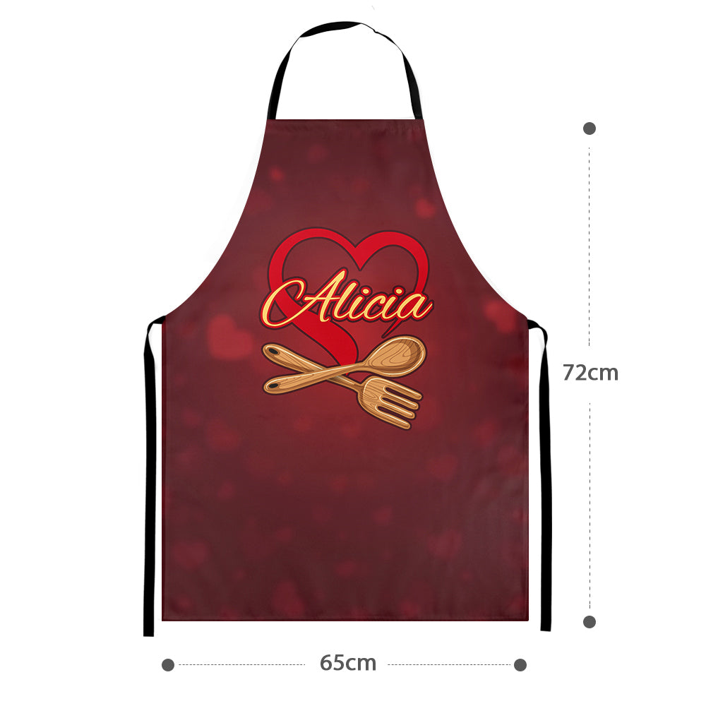 Custom Name Apron Personalized Heart Kitchen Apron