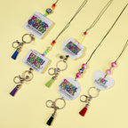 Personalized Glitter Acrylic Beaded Tassel Lanyard with Name Back to School Gift for Teacher
