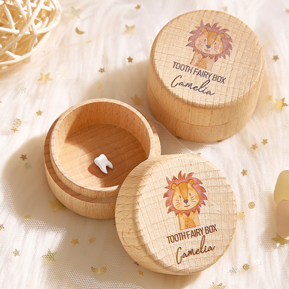 Personalized Wooden Tooth Box with Engraved Name Tooth Fairy Keepsake Gift for Kids