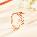 Custom Name Ring Heart Open Adjustable Rings
