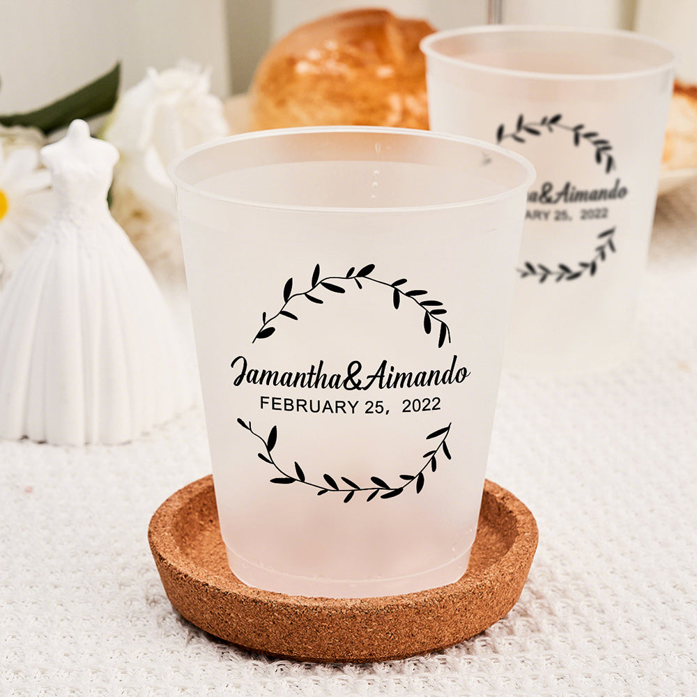 Personalized Disposable Plastic Cups for Wedding Engagement Party Supplies Gift for Couple