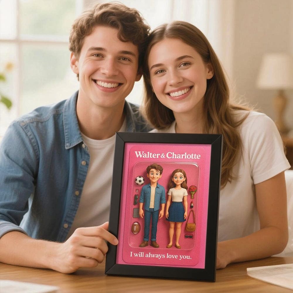 Fully Body Custom Cartoon Style Figure Portraits Personalized Toy Box Art Custom Photo Frame Decorations Flat Printed Image