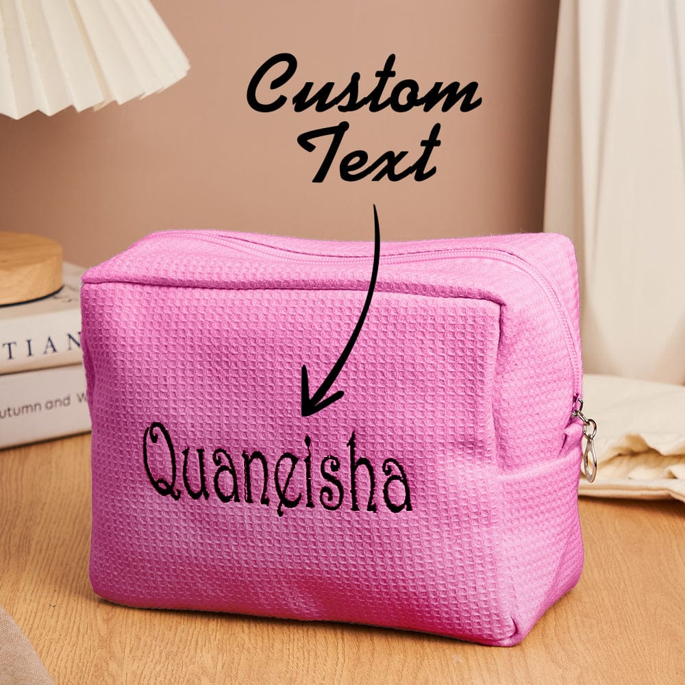 Personalized Waffle Cosmetic Bag Makeup Bag Makeup Organizer Gift for Her
