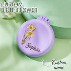 personalized birth flower mirror comb foldable design