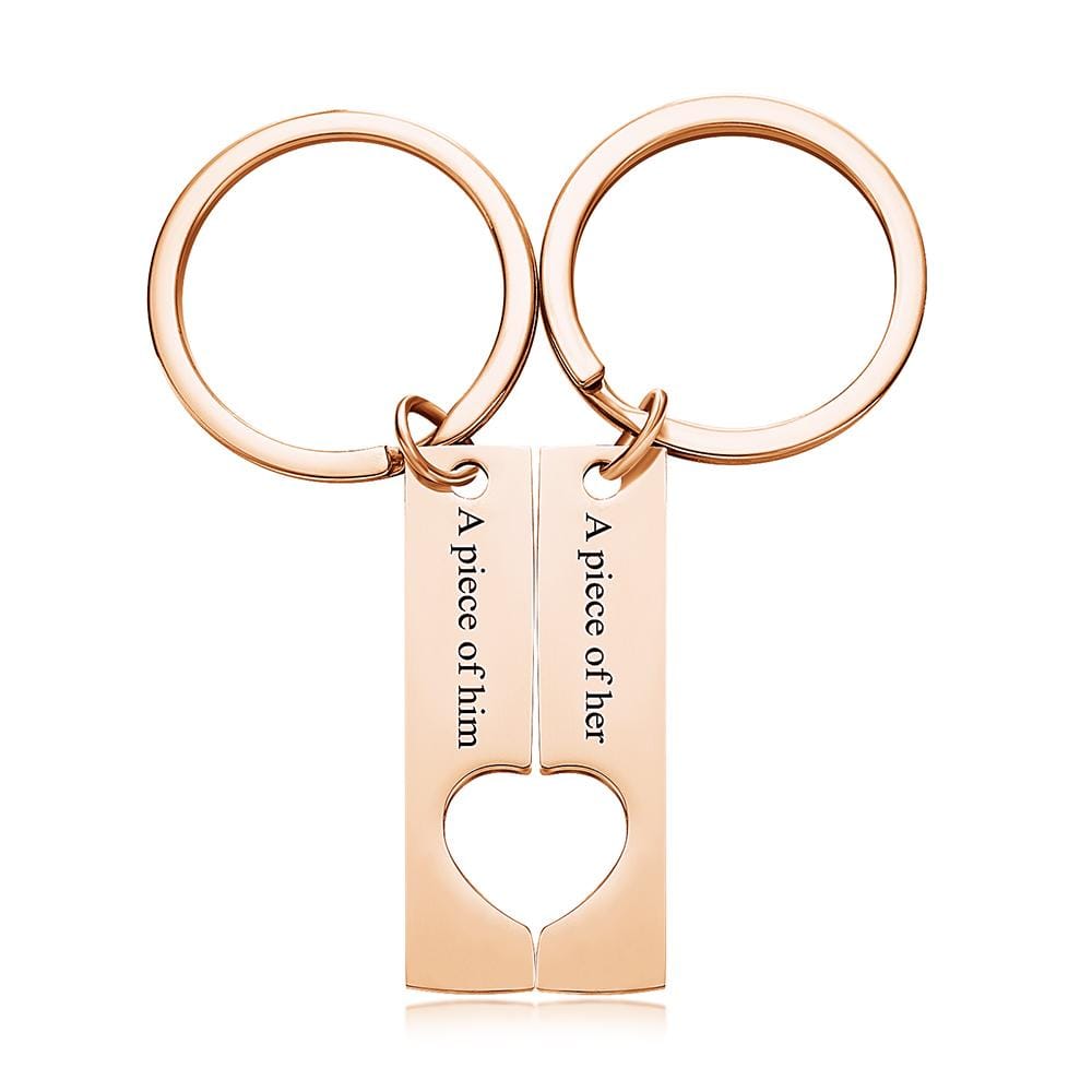 Custom Engraved Text Stainless Steel Couples Keychains