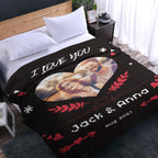 I Love You Custom Heart Shaped Photo Blanket Personalized Couple Blankets