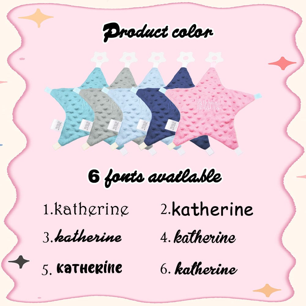 Personalized Baby Soothing Towel Soft Sleeping Star Towel with Embroidered Name Gift for Baby