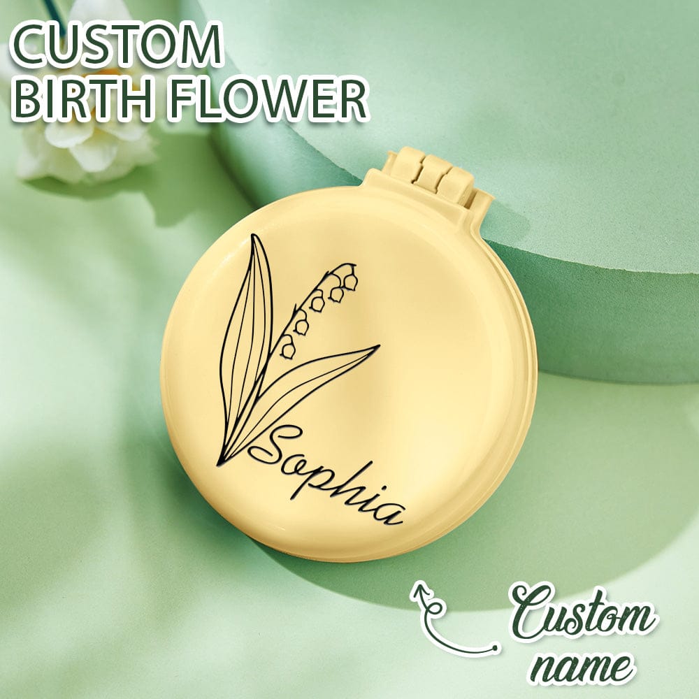 compact mirror custom birth flower gift for daughter