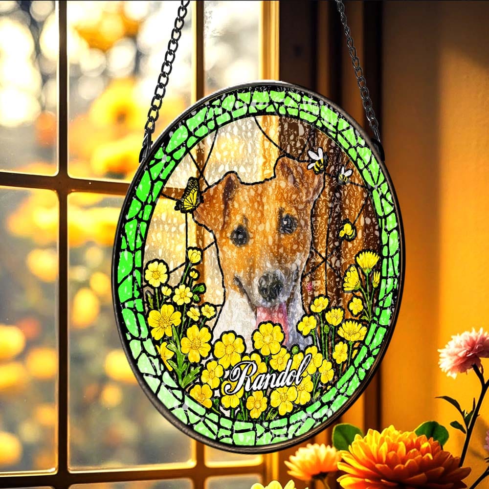 Love Feels Close Again Stained Glass Window Hanging Window Memorial Gift for Loss of Dog