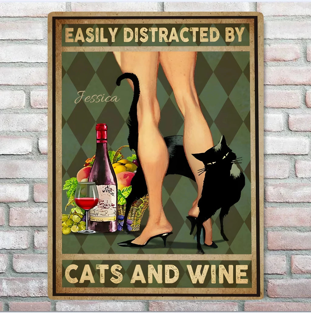 Easily Distracted By Cats Rectangle Metal Sign 741944 - 741945 - DiyGiftly