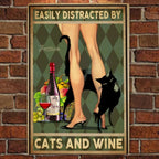 Easily Distracted By Cats Rectangle Metal Sign 741944 - 741945 - DiyGiftly