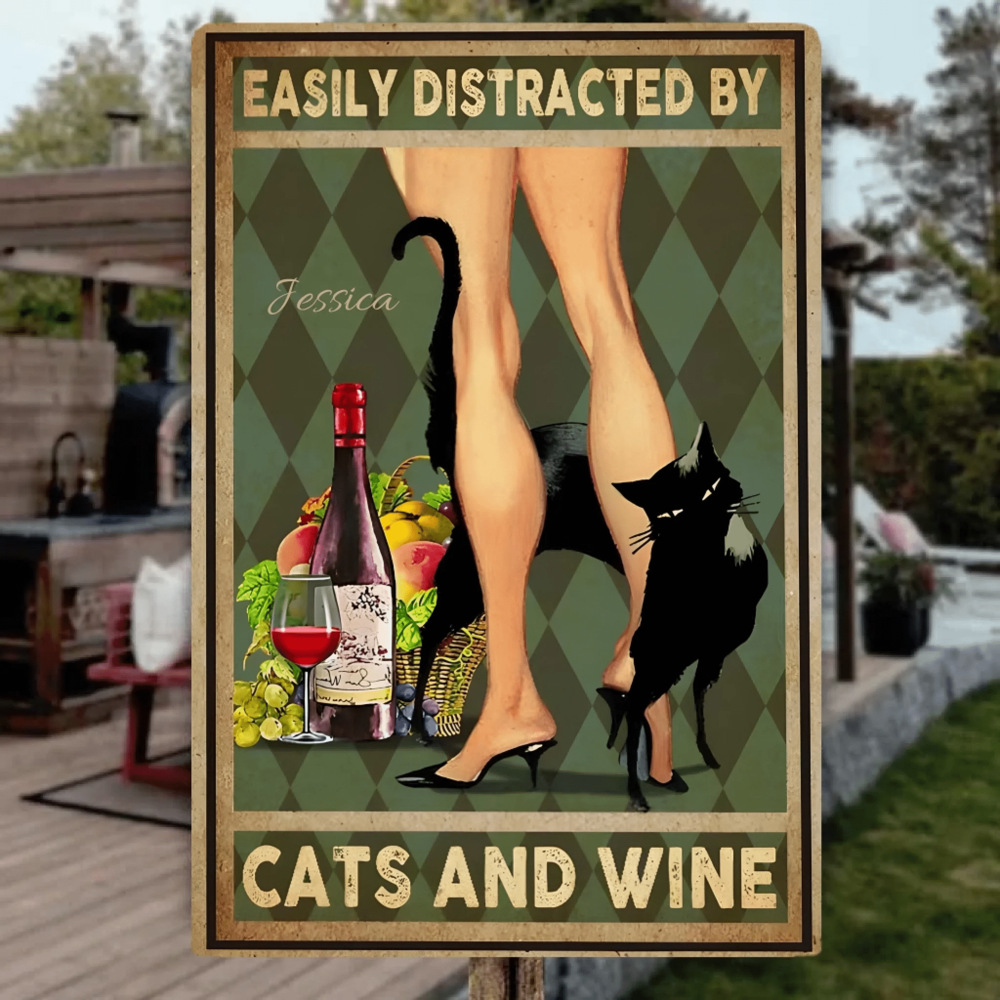 Easily Distracted By Cats Rectangle Metal Sign 741944 - 741945 - DiyGiftly