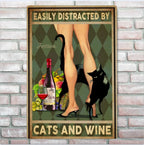 Easily Distracted By Cats Rectangle Metal Sign 741944 - 741945 - DiyGiftly