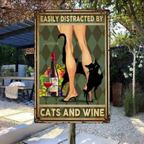 Easily Distracted By Cats Rectangle Metal Sign 741944 - 741945 - DiyGiftly