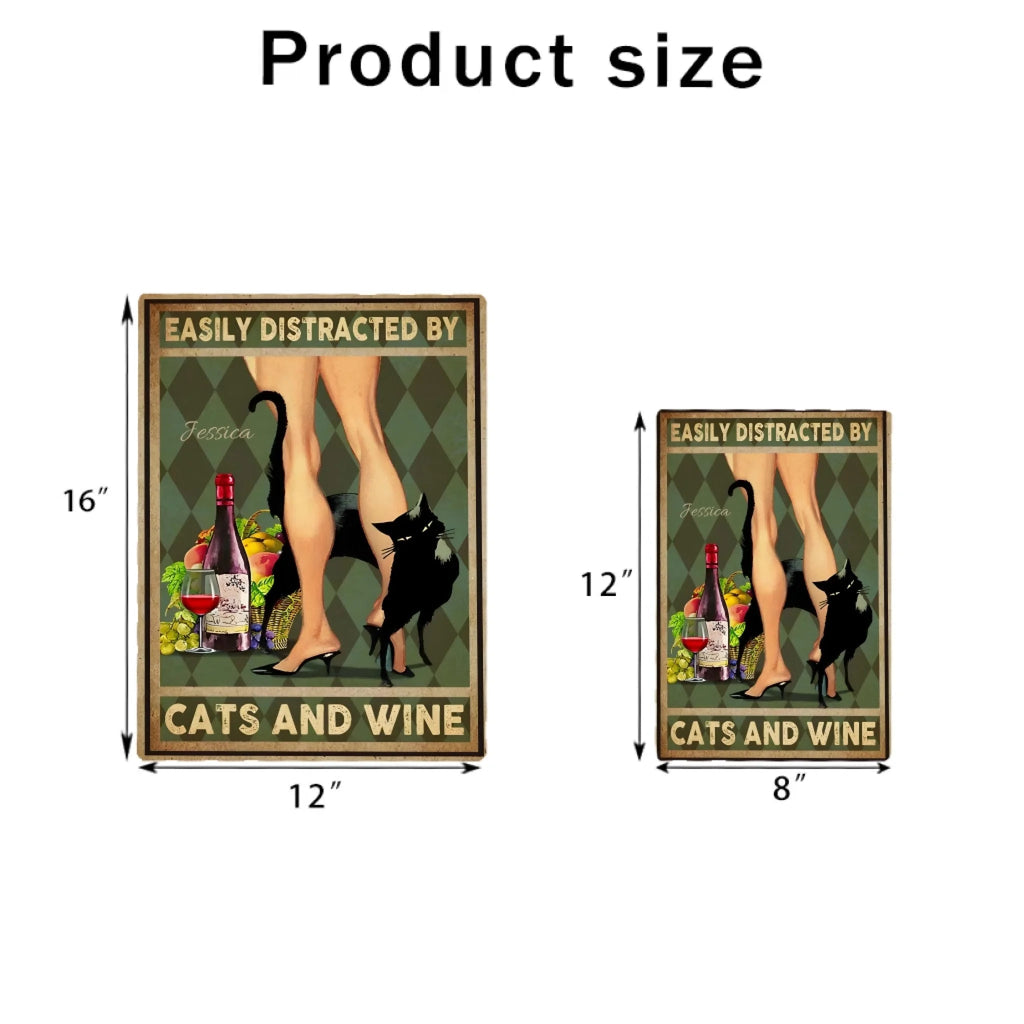 Easily Distracted By Cats Rectangle Metal Sign 741944 - 741945 - DiyGiftly
