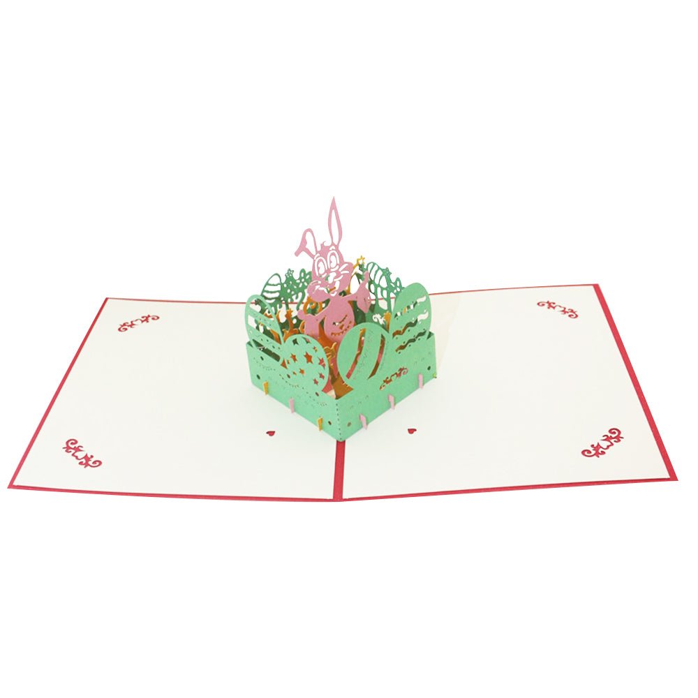 Easter Bunny & Eggs 3D Pop - Up Greeting Card – Festive Easter Gift Card - DiyGiftly