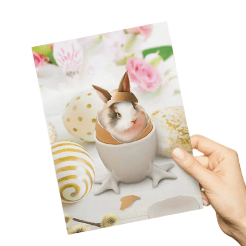 Easter Bunny Inside Eggshell – Charming Holiday Greeting Card - DiyGiftly
