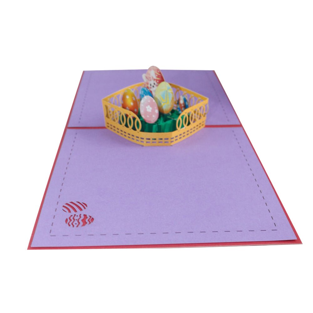 Easter Bunny with Colorful Eggs by the Fence 3D Pop - Up Greeting Card - DiyGiftly