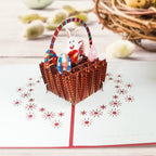 Easter Bunny with Colorful Eggs in a Basket 3D Pop - Up Greeting Card - DiyGiftly