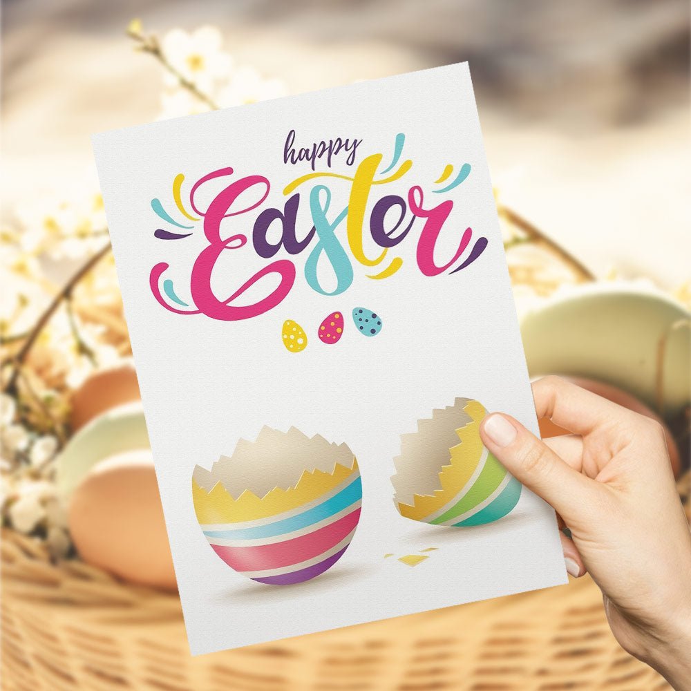 Easter Theme Greeting Card with Colorful Egg Pattern Happy Easter Thoughtful Spring Gift - DiyGiftly