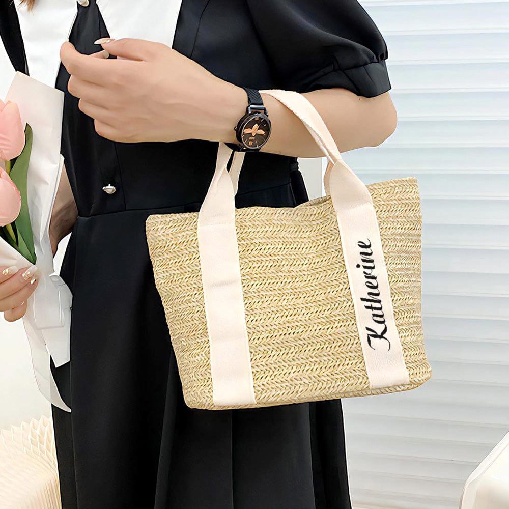 Personalized Beach Straw Bags Custom Tote Bag Bridal Shower Bag Wedding Gift for Bridesmaid Bride