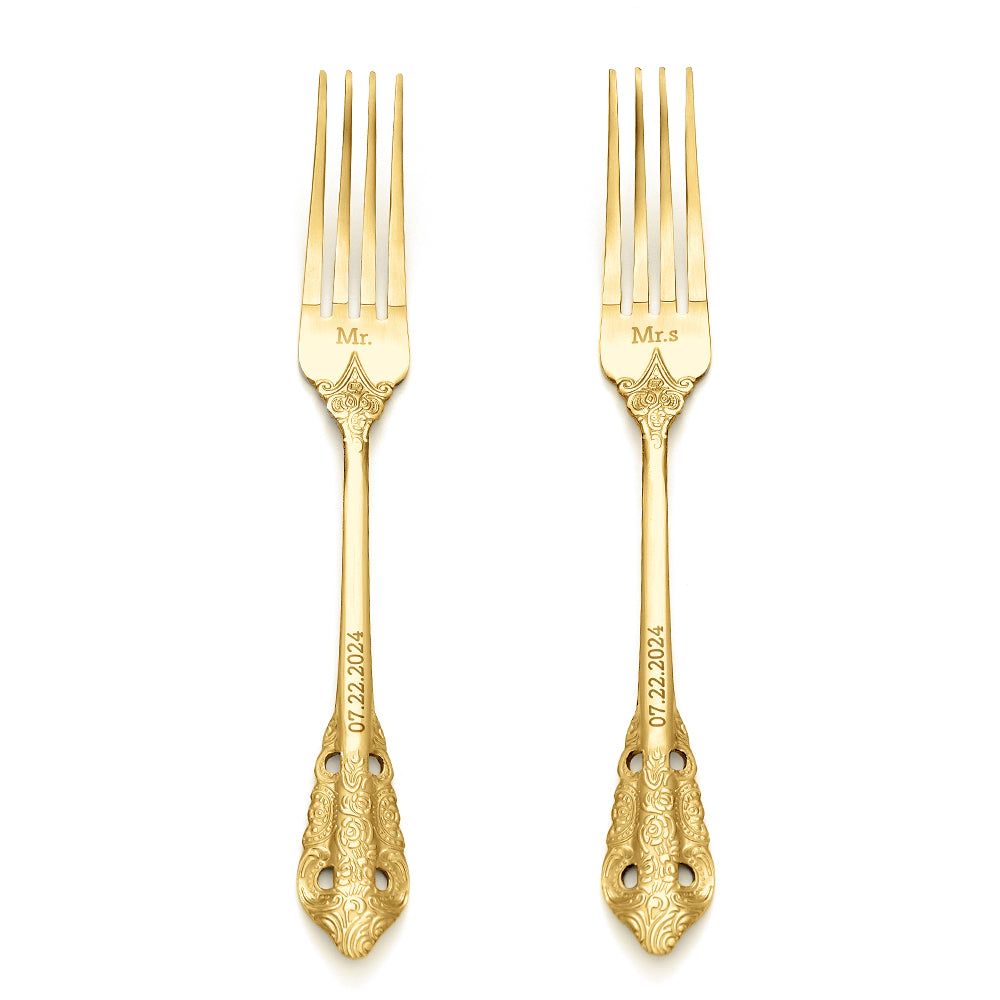 forever together personalized stainless steel engraved fork set as a housewarming gift