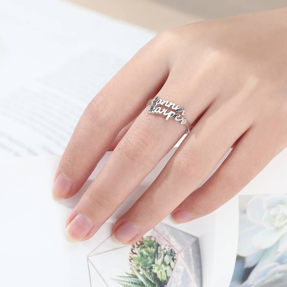 gifts for wife Heartfelt Surprise - Unique Memento - Double Names Ring - 925 Sterling Silver - gifts for wife - Anniversary v