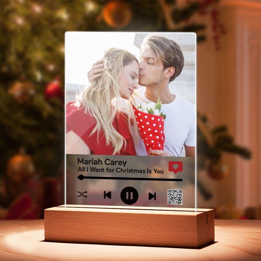Custom Video Plaque Personalized Photo Desktop Decor Scannable QR Code Gift