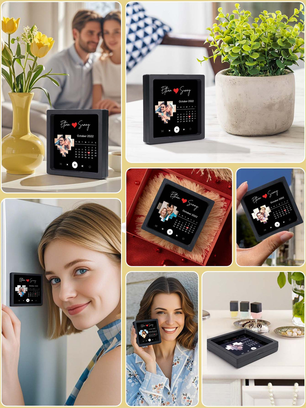 Personalized Name Photo Calendar and Music Fridge Magnet for Memorable Gifts