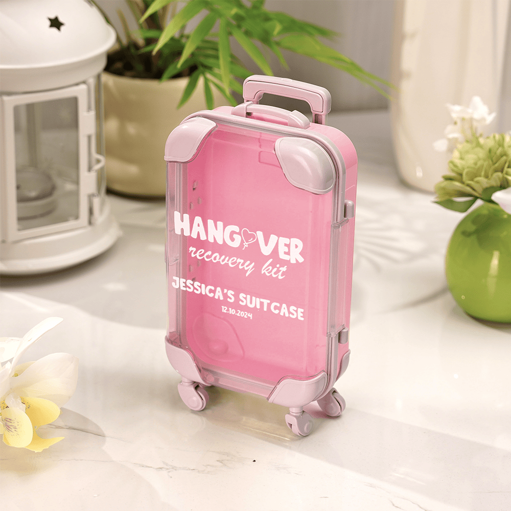 Personalized Suitcase Design Hangover Recovery Kit with Name for Bachelorette Party Bridal Shower