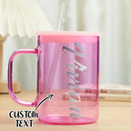 Personalized 15oz Glass Cup with Name Straw and Lid Birthday Gift for Her