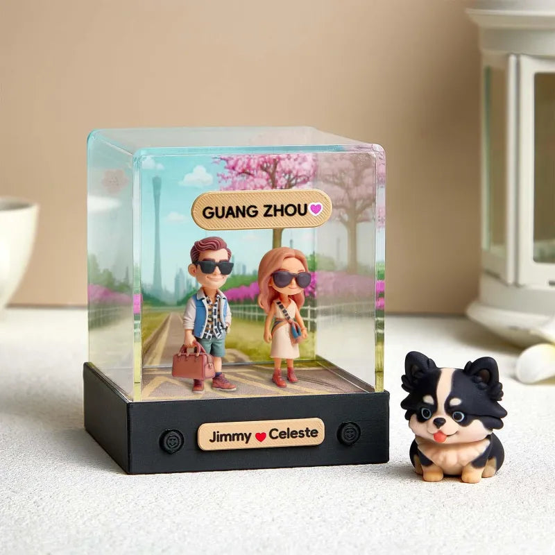 Custom 3D Mini Figure From Your Photo Personalized Background Toy Figure with Acrylic Box Decoration Gifts For Him/Her