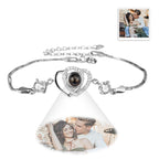 Custom Double Heart Projection Bracelet 925 Sterling Silver
