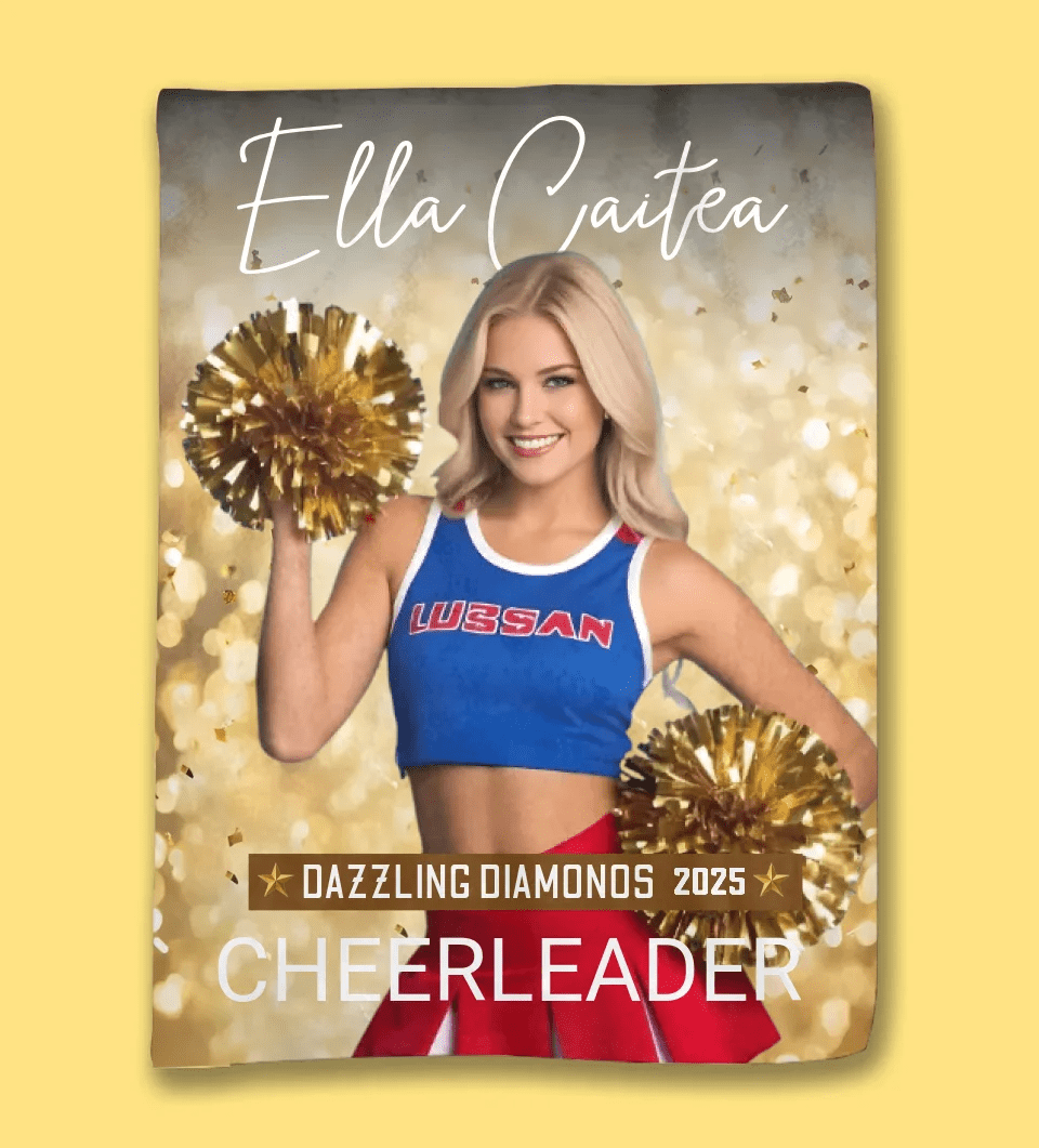 Editable Cheerleader blanket with Gold Confetti and Sparkling Lights, Cheer Dance blanket, Cheer Background, Cheer Backdrop blanket 746055 - DiyGiftly