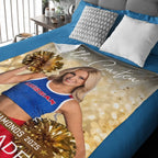 Editable Cheerleader blanket with Gold Confetti and Sparkling Lights, Cheer Dance blanket, Cheer Background, Cheer Backdrop blanket 746055 - DiyGiftly