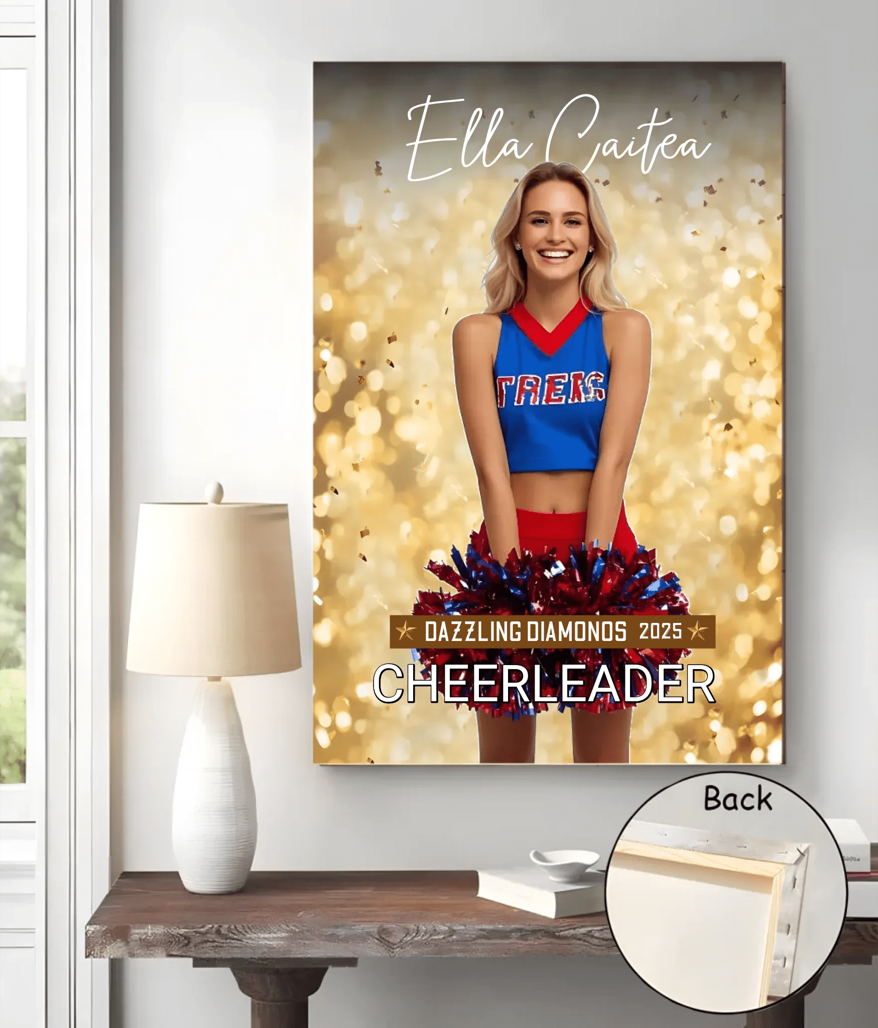 Editable Cheerleader Canva Poster with Gold Confetti and Sparkling Lights, Cheer Dance Poster, Cheer Background, Cheer Backdrop Canva Poster 746004 - DiyGiftly