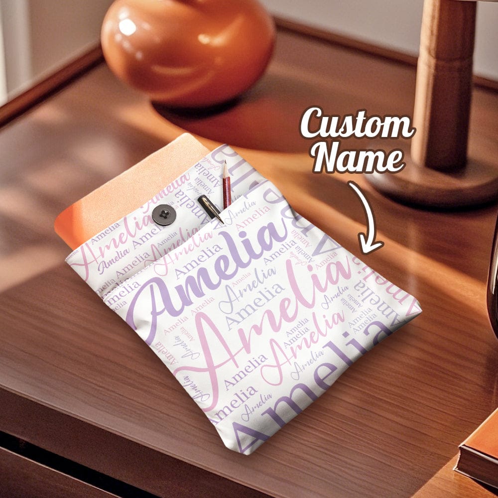 Personalized Name Book Cover with Pocket Book Cover Protector Gift for Book Lover