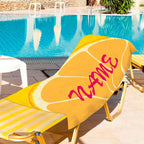Personalized Name Orange Fruit Printed Beach Towel