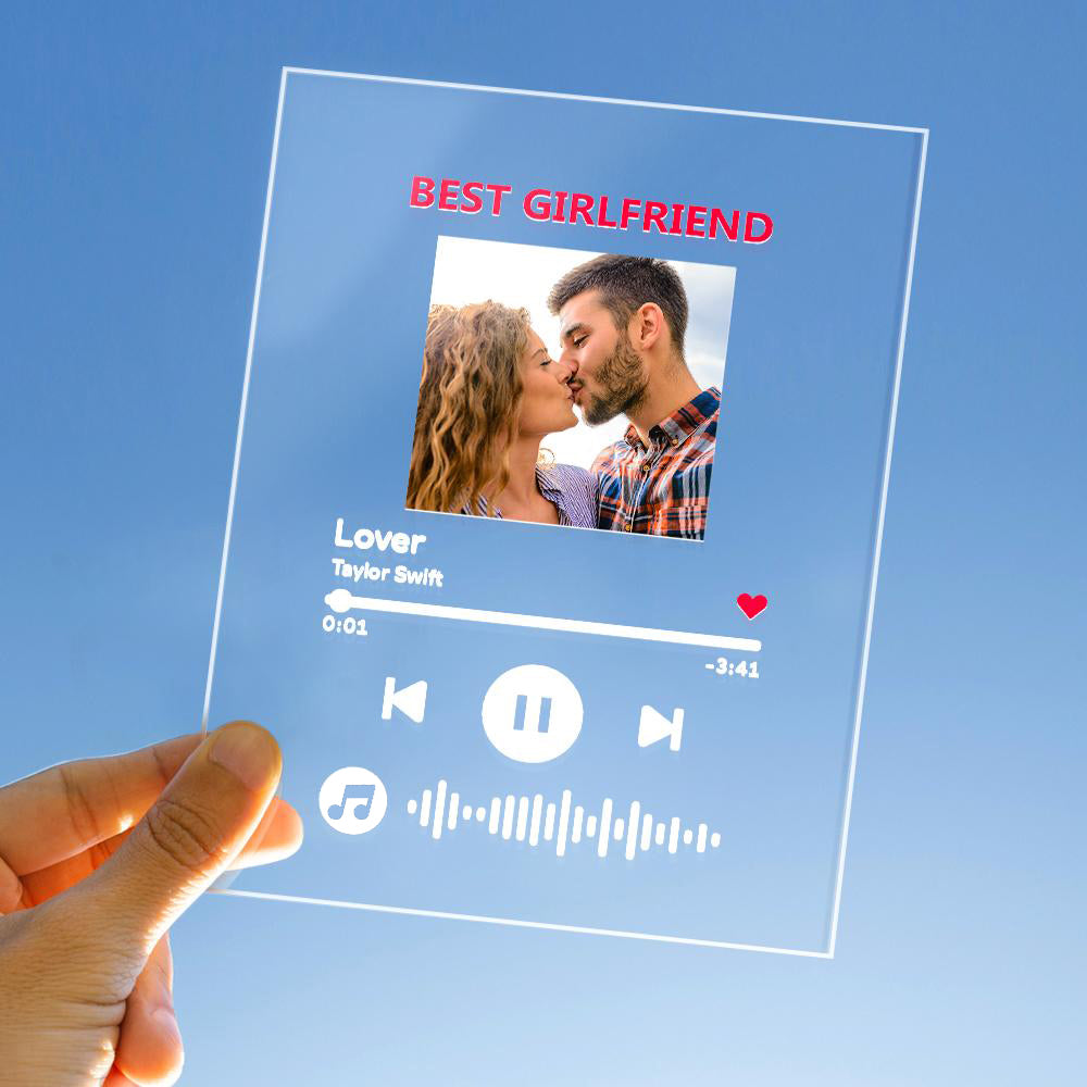 Custom Photo Keychain Music Code Plaque Scannable Music Personalized Acrylic NightLight BestGirfriend Gift