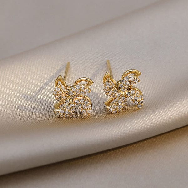 Rotating Small Windmill Stud Earrings