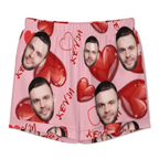 Custom Face Short Sleeve Pajama with Red Hearts Prints Valentine's Day Gift for Her