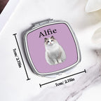 A Little Pet Love in Your Bag Personalized Pet Portrait Travel Friendly Pocket Mirror Heart