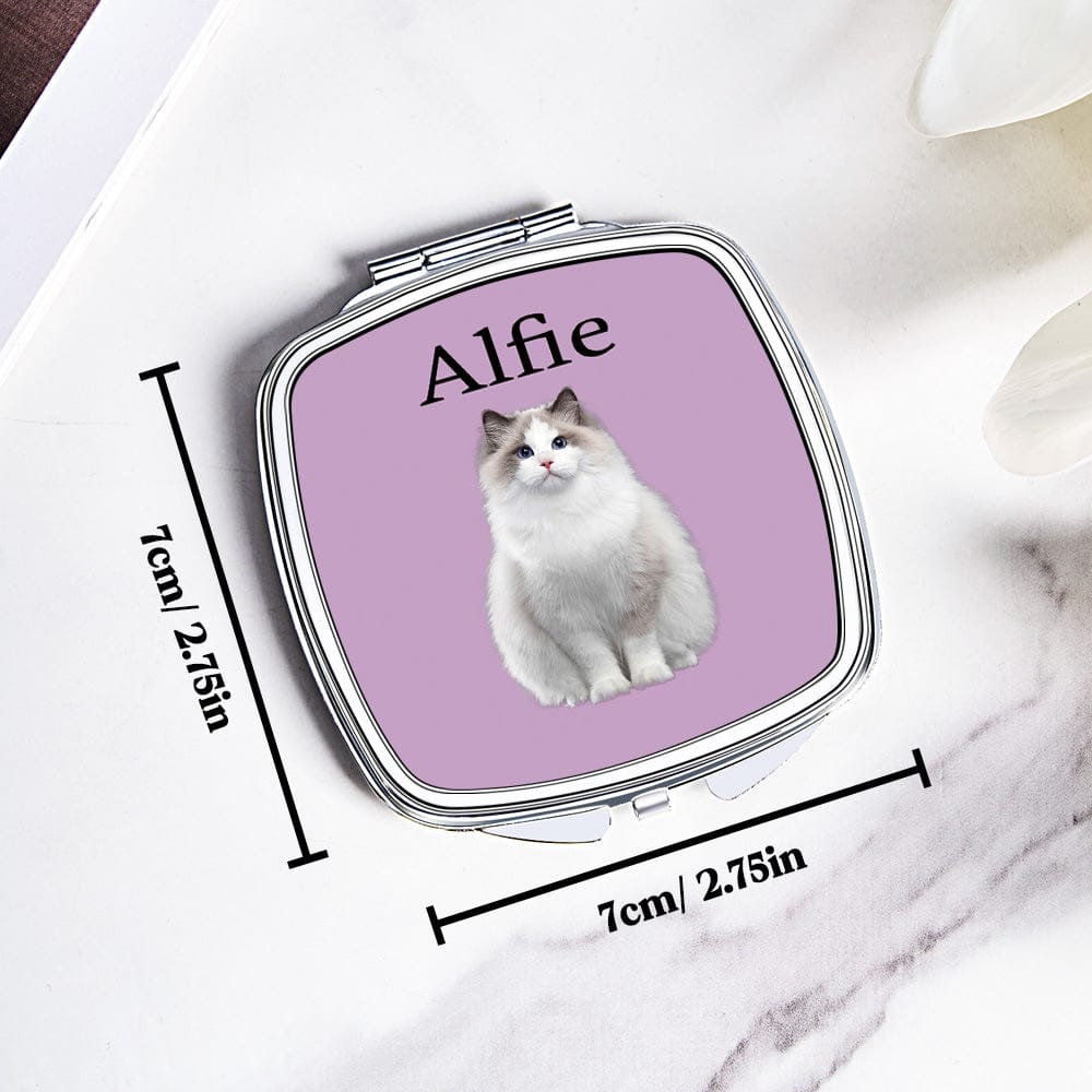 A Little Pet Love in Your Bag Personalized Pet Portrait Travel Friendly Pocket Mirror Heart