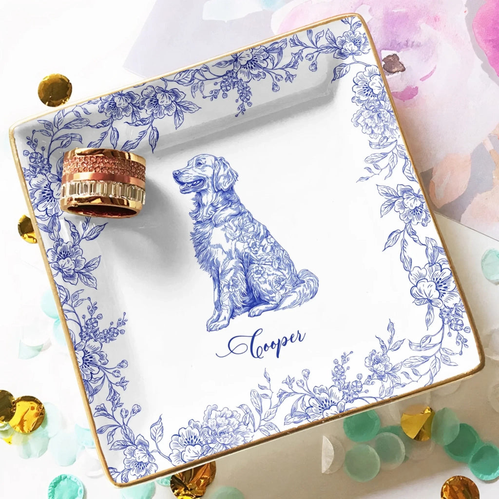 Elegant Chinoiserie Toile Dog Breeds - Personalized Jewelry Dish for Dog Lovers 1071011 - DiyGiftly