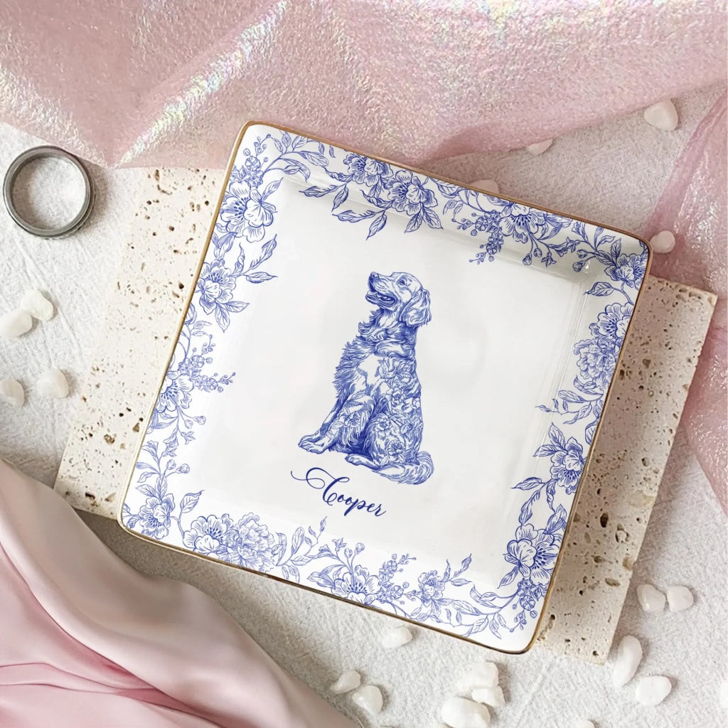 Elegant Chinoiserie Toile Dog Breeds - Personalized Jewelry Dish for Dog Lovers 1071011 - DiyGiftly