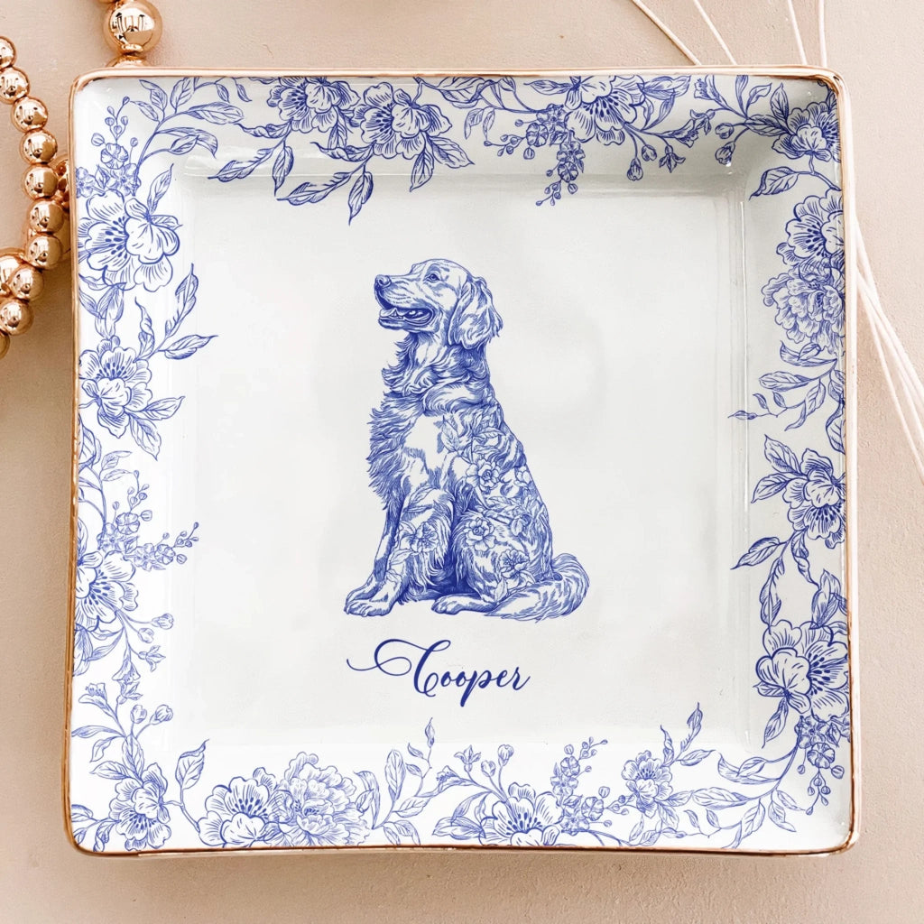 Elegant Chinoiserie Toile Dog Breeds - Personalized Jewelry Dish for Dog Lovers 1071011 - DiyGiftly