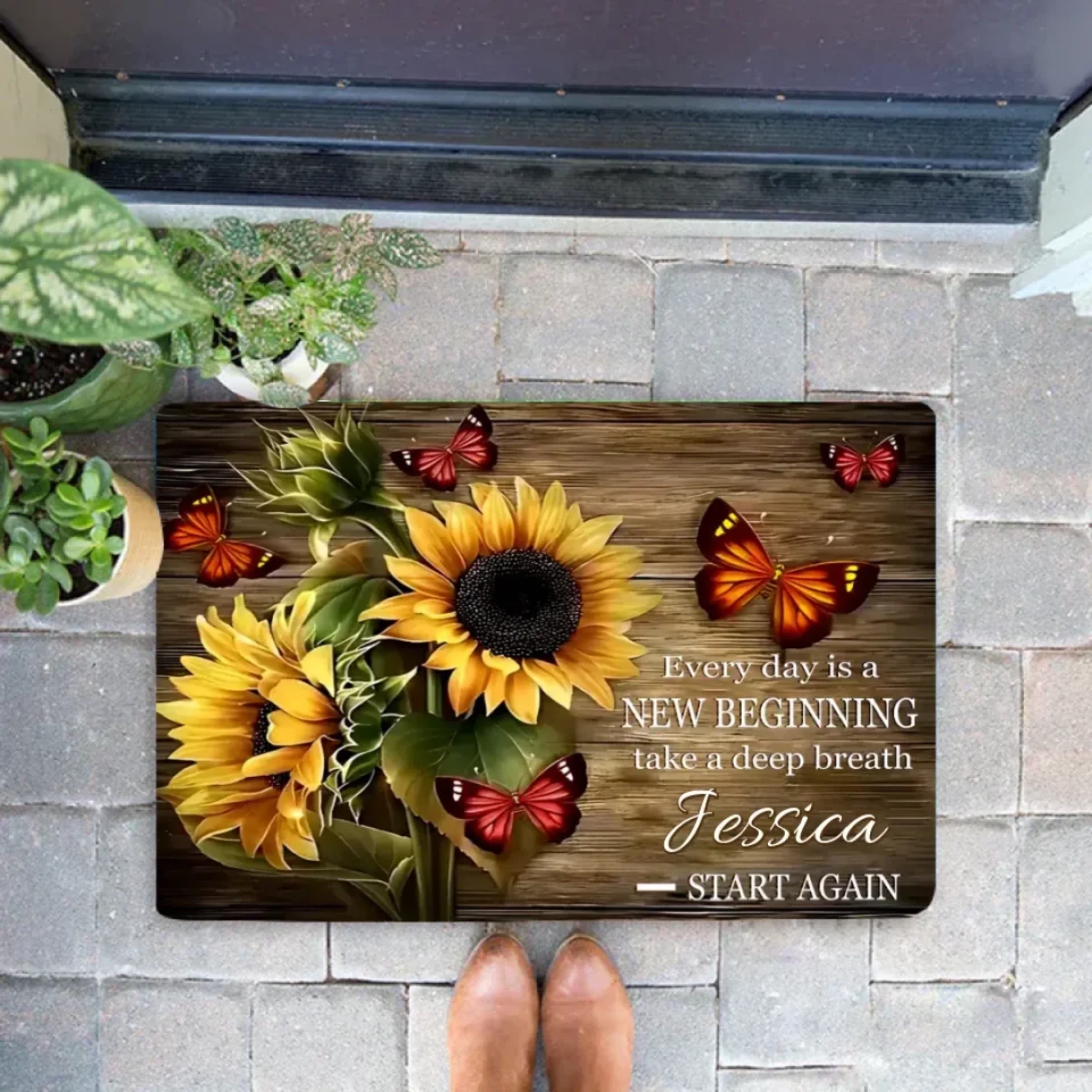 Every day is a New Beginning take a deep breath and Start Again - Personalized Doormat 738575 - D - DiyGiftly