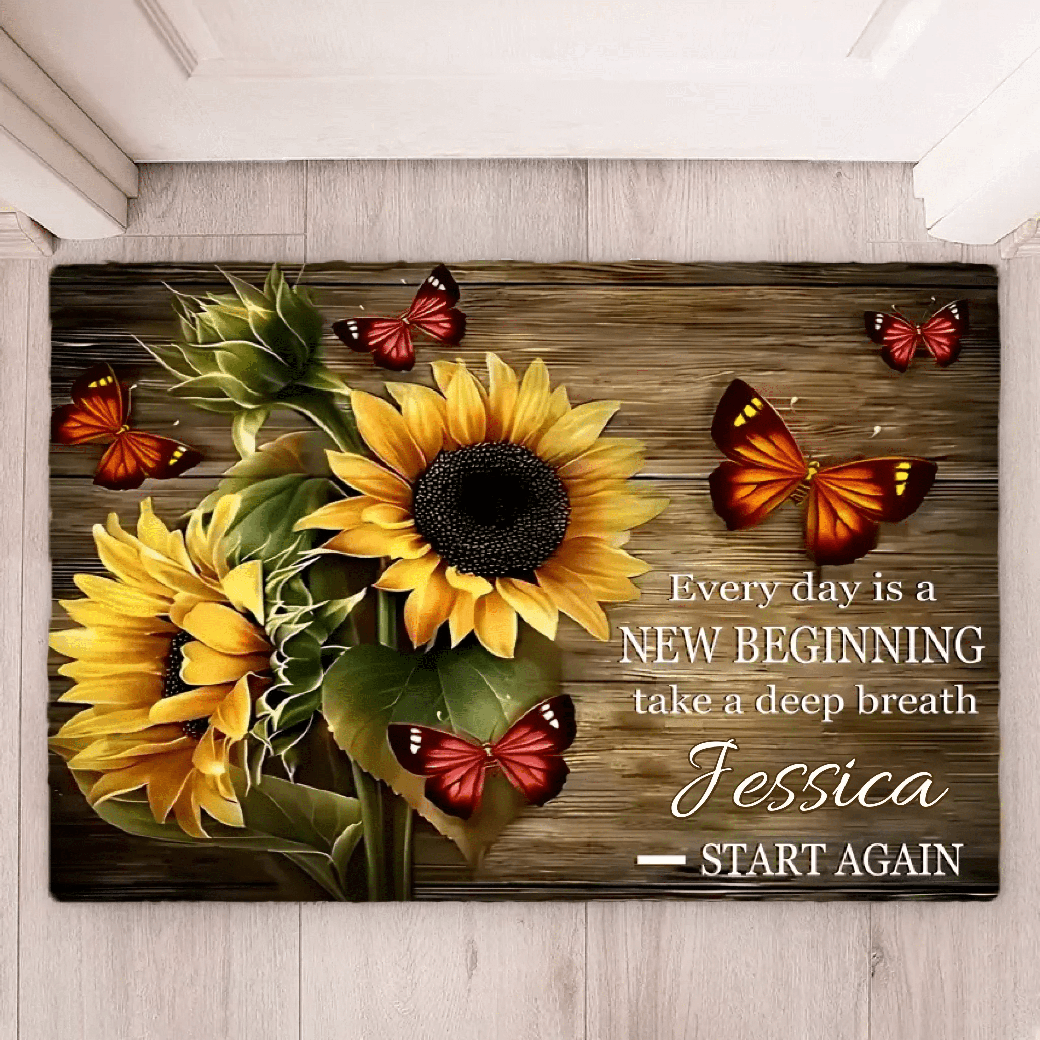 Every day is a New Beginning take a deep breath and Start Again - Personalized Doormat 738575 - D - DiyGiftly
