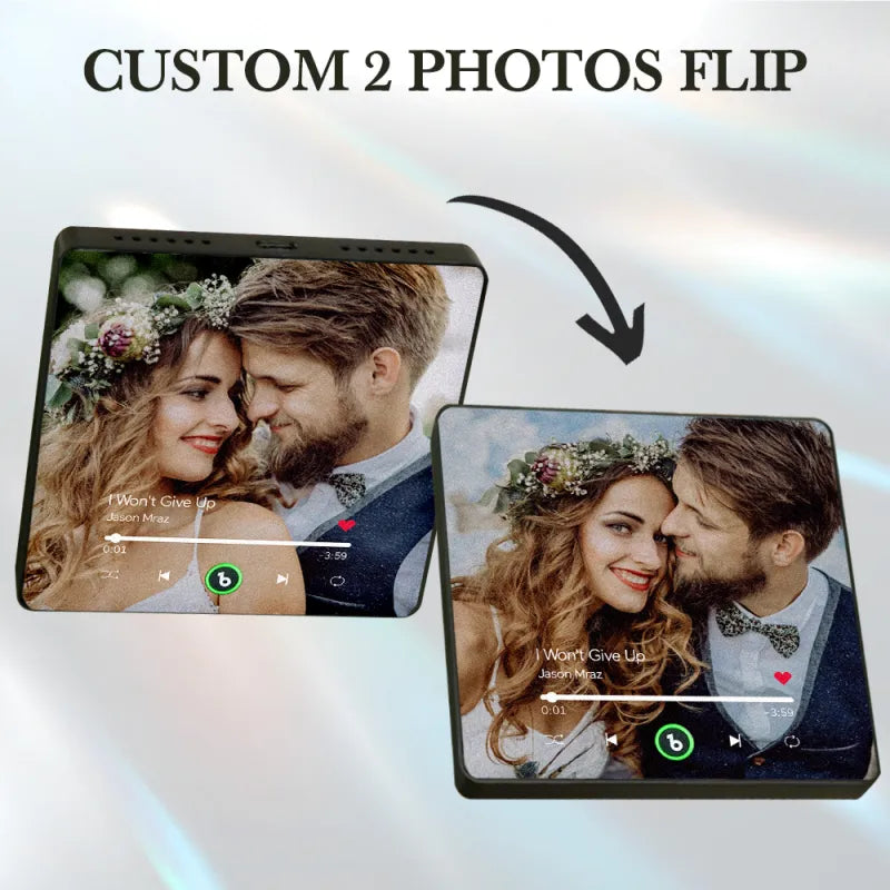FridgeBeats Framed 4.0 Custom Lenticular Flip Music Fridge Magnet Personalized 2 Photos in 1 Album Fridge Magnet for Couple